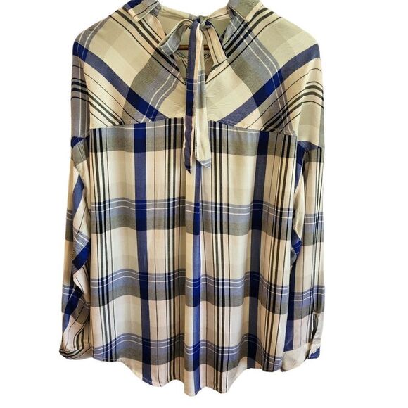 Sanctuary Women's Boyfriend Plaid Tie Back Button Front Shirt Size Medium - Picture 1 of 6